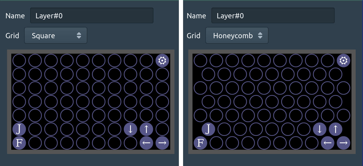 square/honeycomb positioning